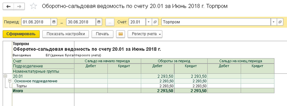 Отчет производства за смену в 1С Бухгалтерия 8.3