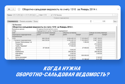 Формируем оборотно-сальдовую ведомость | Статья Lad