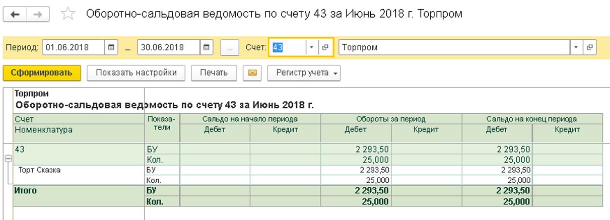 Отчет производства за смену в 1С Бухгалтерия 8.3