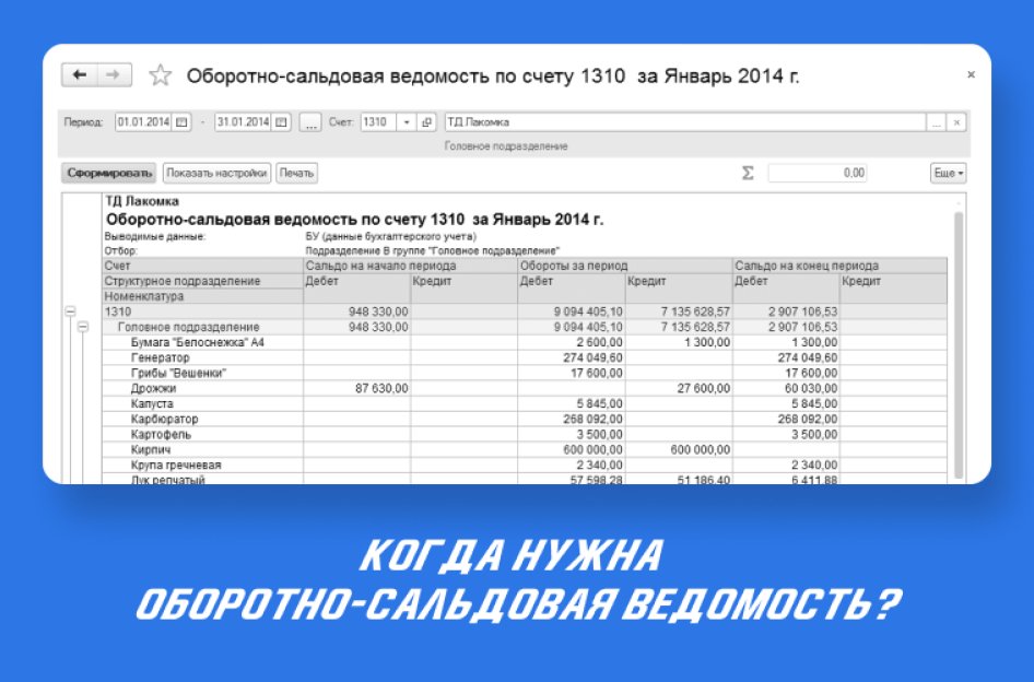 Формируем оборотно-сальдовую ведомость