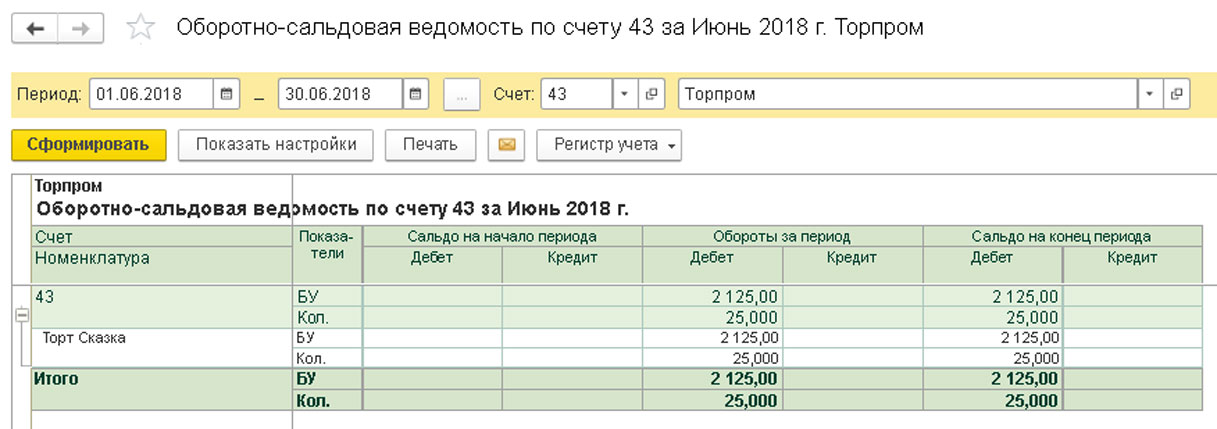 Отчет производства за смену в 1С Бухгалтерия 8.3